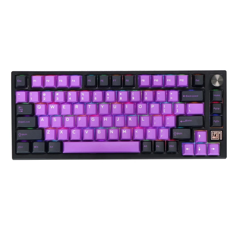 EPOMAKER TH80 SE Gasket 75% Mechanical Keyboard, NKRO Hot Swap RGB Triple Mode Gaming Keyboard with Poron/EVA Foam, Programmable, Knob Control for E-sport/WIN/Mac (Black Purple,Wisteria Linear Switch)