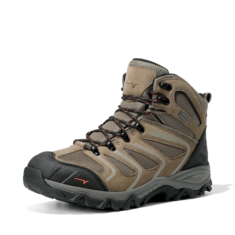 NORTIV 8 Men's Ankle High Waterproof Boots Hiking Boots Men Walking Boots Mens Backpacking Trekking&Hiking Footwear 160448_M,Size 9.5,Taupe-Suede,160448_M