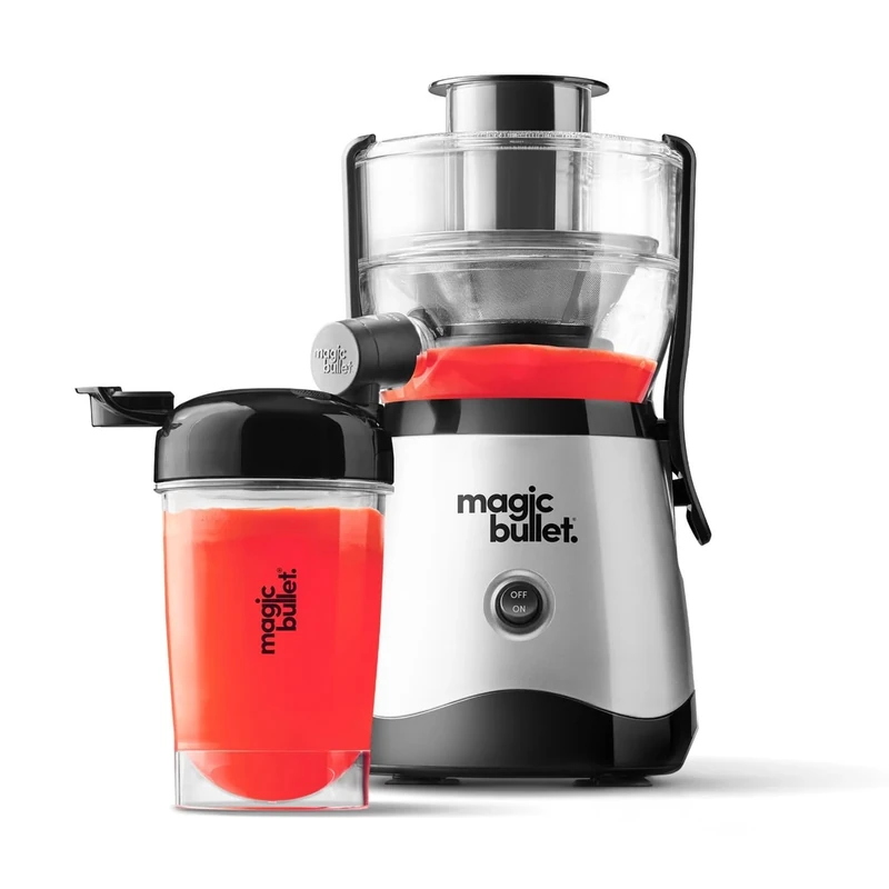 nutribullet magic bullet Centrifugal Silicone & Stainless Steel Juicer - 400W - 10-Piece Set - 470ml - Black - Compact Design & Dishwasher Safe - Juice on-the-go in Two Simple Steps
