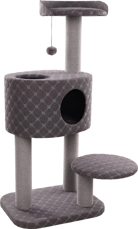 Flamingo Spencer Cat Tree 65 x 62.5 x 109 cm – Cat Post – Padded Platforms and Padded Hideout – with Toy for More Fun