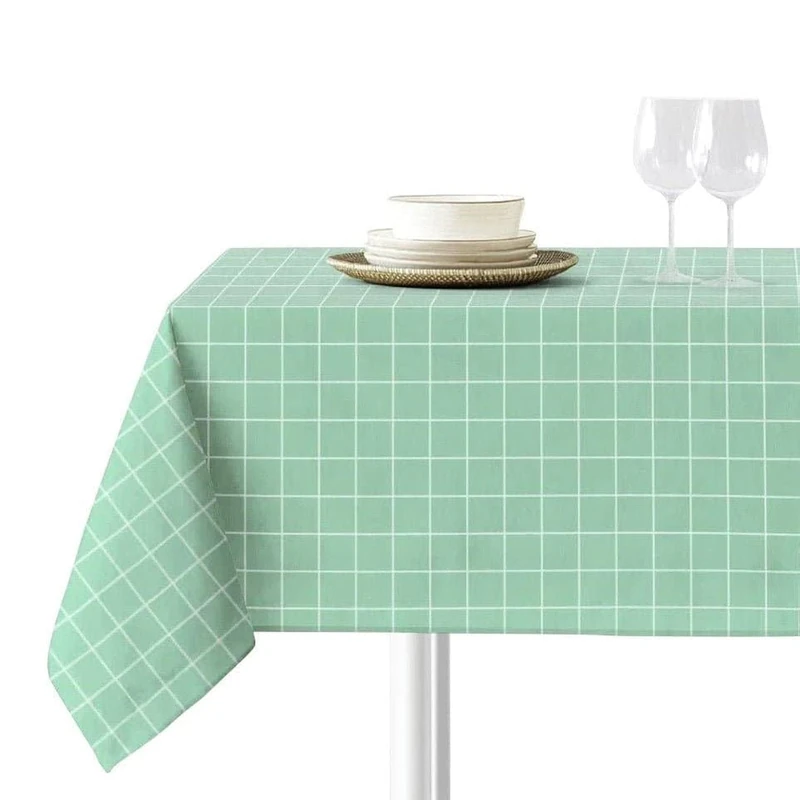 Sokios. Odin Mint Tablecloth, Made of Fine Microfiber Chenille Yarn, 100% Polyester. Wrinkle, No Fade and Shrink. Table 90 x 240 (160 x 320)