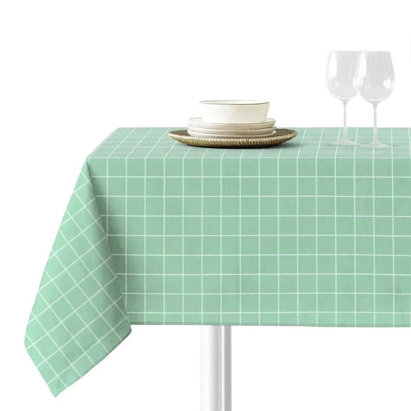 Sokios. Odin Mint Tablecloth, Made of Fine Microfiber Chenille Yarn, 100% Polyester. Wrinkle, No Fade and Shrink. Table 90 x 140 (160 x 210)