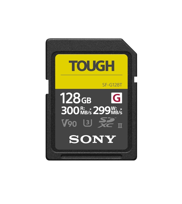 Sony SDXC 128GB SF-G Tough Series - V90 UHS-II U3 - Digital Memory Card - Read 300MB/s Write 299MB/s (SFG1TG)