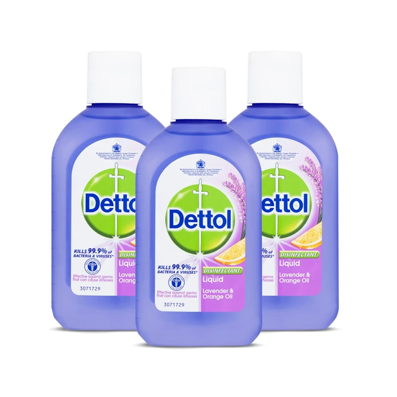 Dettol Antibacterial Disinfectant Liquid, Concentrated Cleaner, Kills 99.9% of Bacteria & Viruses, Lavender and Orange, Pack of 3 x 500ml, Total 1.5L