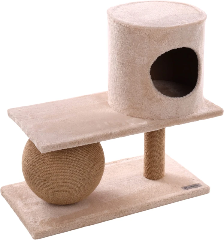 Flamingo Maha Cat Tree – Beige – 60 x 31 x 58.5 cm – The Largest Selection Scratching Post with Sisal and Compact Platform