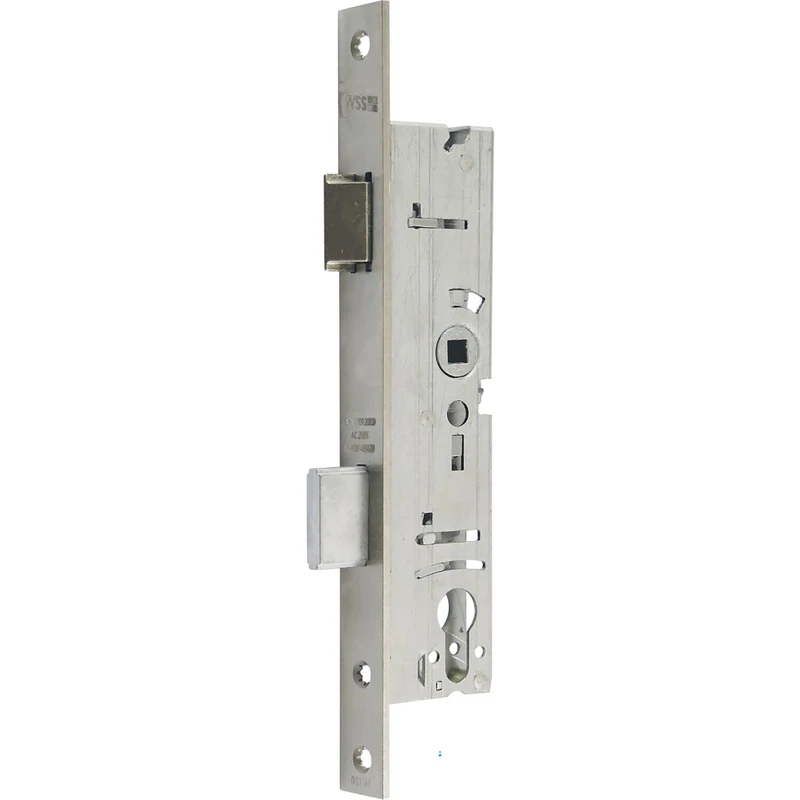 WSS Tubular Frame Lock (Mortice Lock) for Front Door PZW Flat Guard with Latch and Latch, Backset 30 mm, Distance 92 mm, Nut 8 mm, Stainless Steel