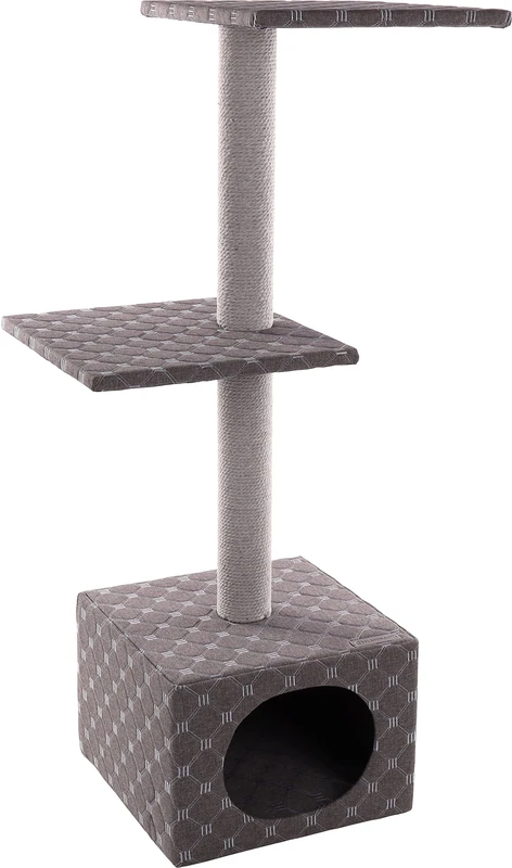 Flamingo Simon Cat Scratching Post - Grey - 54 x 34.5 x 105 cm - The Largest Selection Scratching Posts with Platforms, Sisal and Hideaway