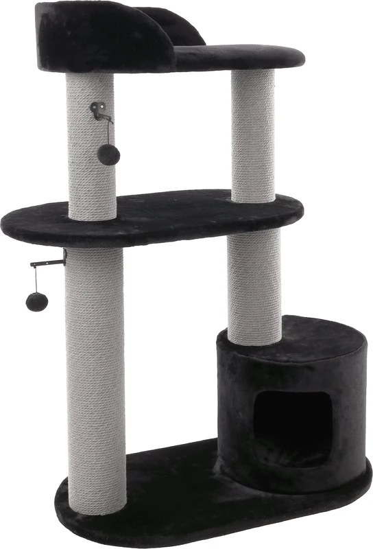 Flamingo Brandi Cat Scratching Post Black - 88 x 48 x 127 cm - Cat Posts - Padded Platforms and Padded Hideaway