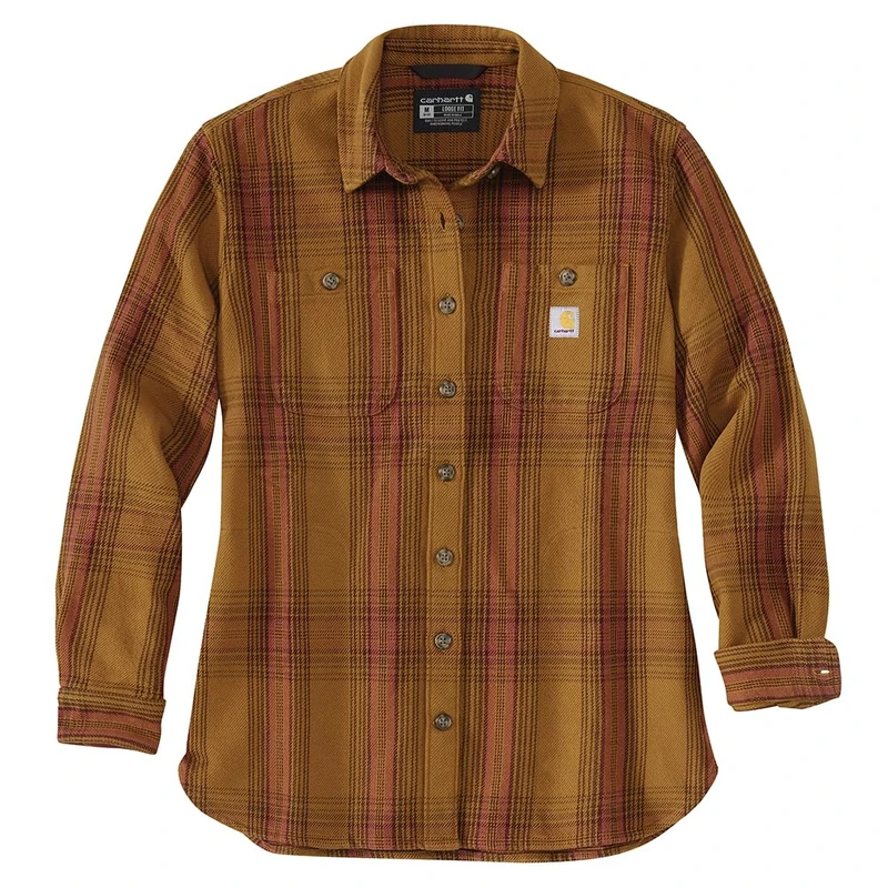 Carhartt Women's Long Sleeve Twill L/S Plaid Shirt, Carhartt Brown, M - Image 1