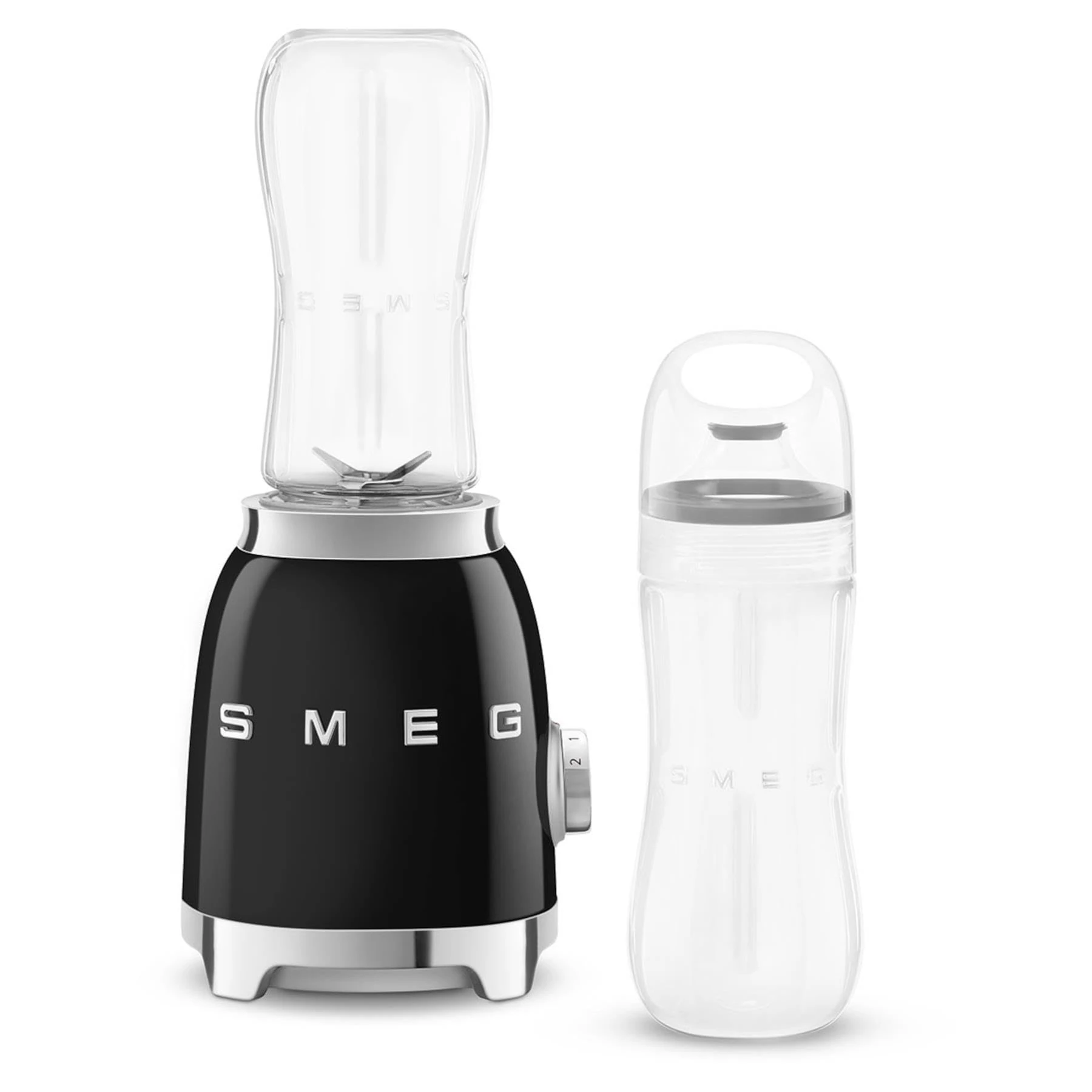 Smeg PBF01BLUK Retro 50’s Style Personal Blender, 2 x Bottles-to-Go, 2 Speed Settings, 600ml, 300W, Black
