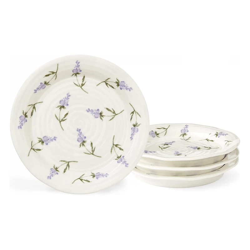 Portmeirion Sophie Conran Lavandula Side Plate Set of 4, Porcelain Dessert, Appetizer, Small Dinner and Salad Plate, Microwave and Dishwasher Safe Dinnerware, 6-Inch Diameter - Image 1