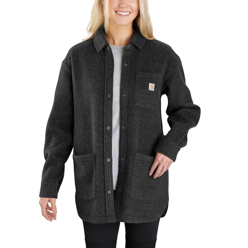 Carhartt Women's Transition Jacket Wool Blend Overshirt, Black Heather, XL
