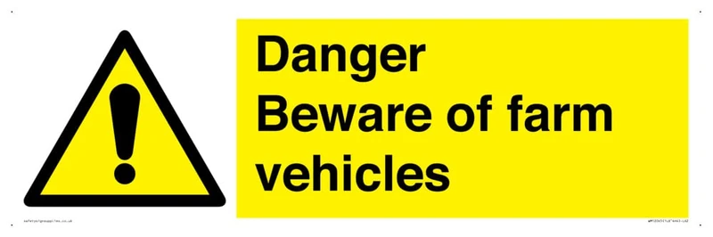 Danger Beware of farm vehicles Sign - 600x200mm - L62 - Image 1