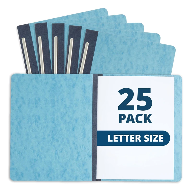 Blue Summit Supplies 25 Pressboard Report Covers with Fasteners, Light Blue, Letter Size Press Board Report Cover, 3” Capacity, 25 Pack