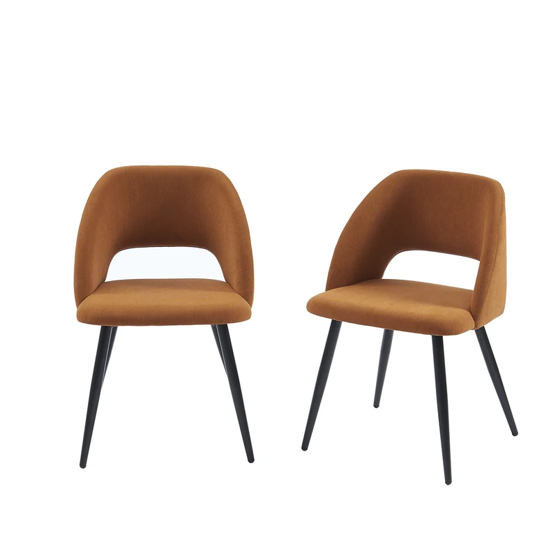 BAITA Set of 2 Vintage Terracotta Velvet Chairs - Black Legs - Image 1