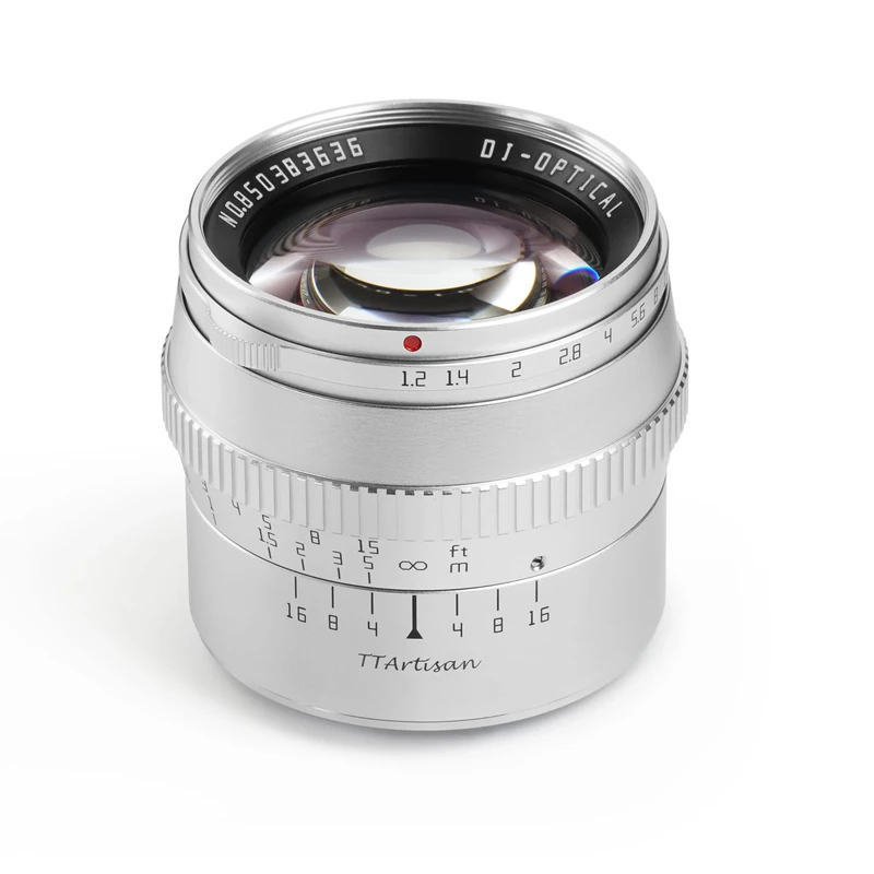 TTArtisan 50mm f1.2 APS-C Metal Bodied Lens Compatible with M43 Mount - Silver