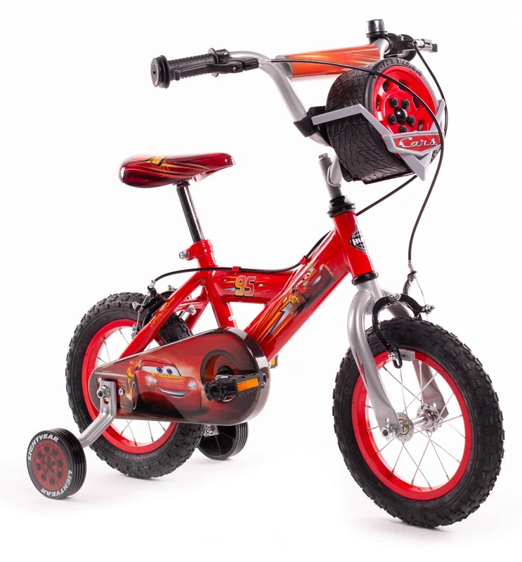 Huffy Disney Cars 12-Inch Kids Bike, Wheel Case Feature, Removable Stabilisers, Bell, Front and Rear Mudguards, Enclosed Chain, Boys’ Bicycle, 3-5 Years, Red Lightning McQueen Design