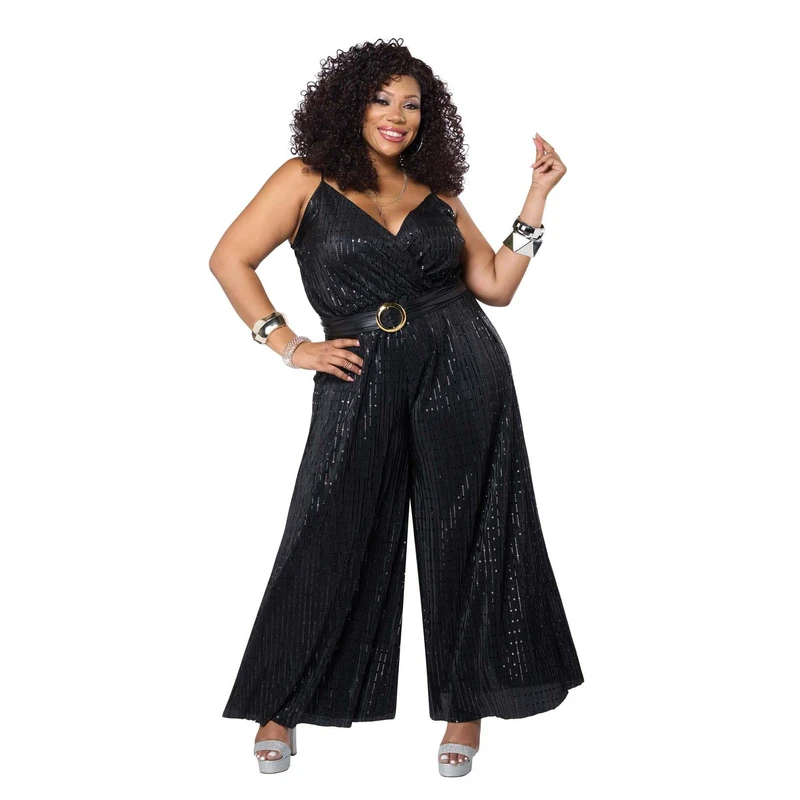 California Costumes Women's Lets Dance Disco Jumpsuit Plus Size 70s 80s Fancy Dress Costume