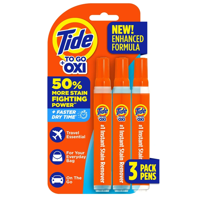 Tide To Go Stain Remover Pens - Instant Spot Cleaner, Portable & Travel-Friendly, Works on Food & Drink Stains, 3 Count