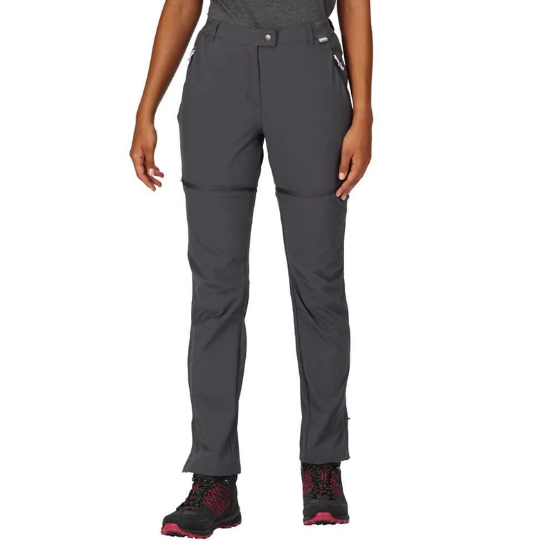 Regatta Womens Mountain Zip Off Walking Trousers Water Repellent Convertible 2-1 Hiking Pants Seal Grey