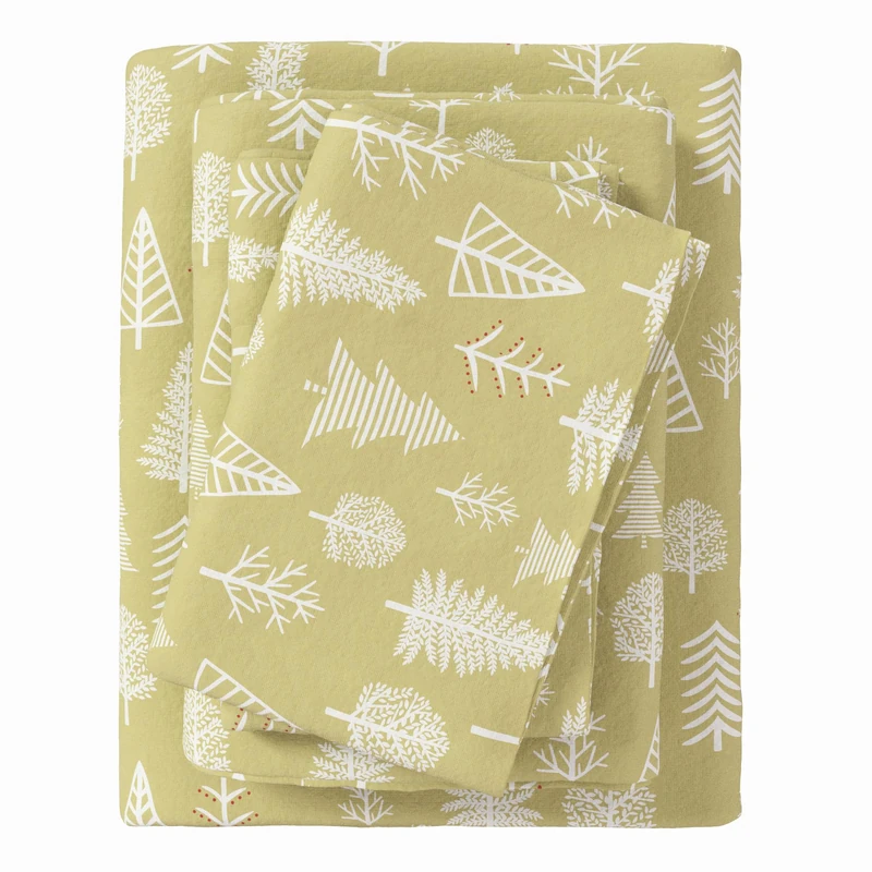 Great Bay Home 100% Turkish Cotton Cal King Winter Lodge Flannel Sheet Set | Deep Pocket, Soft Sheets