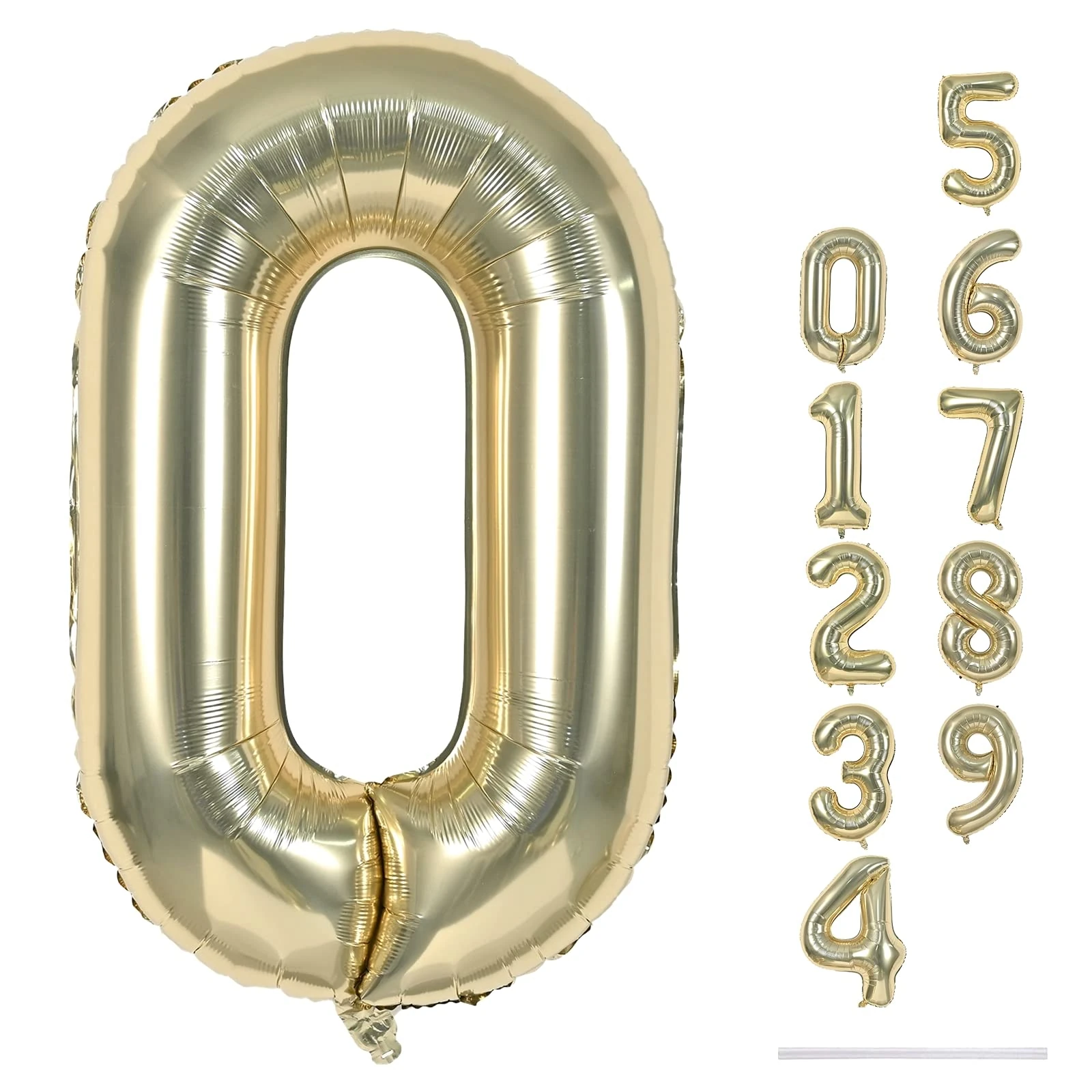 40" Balloon Number 0 Champagne Gold, Large Foil Number Balloons Set 0-9 for Girls Women, Light Gold 0 Helium Balloons for Boys Men Birthday Anniversary Graduation New Year Party Decoration Supplies