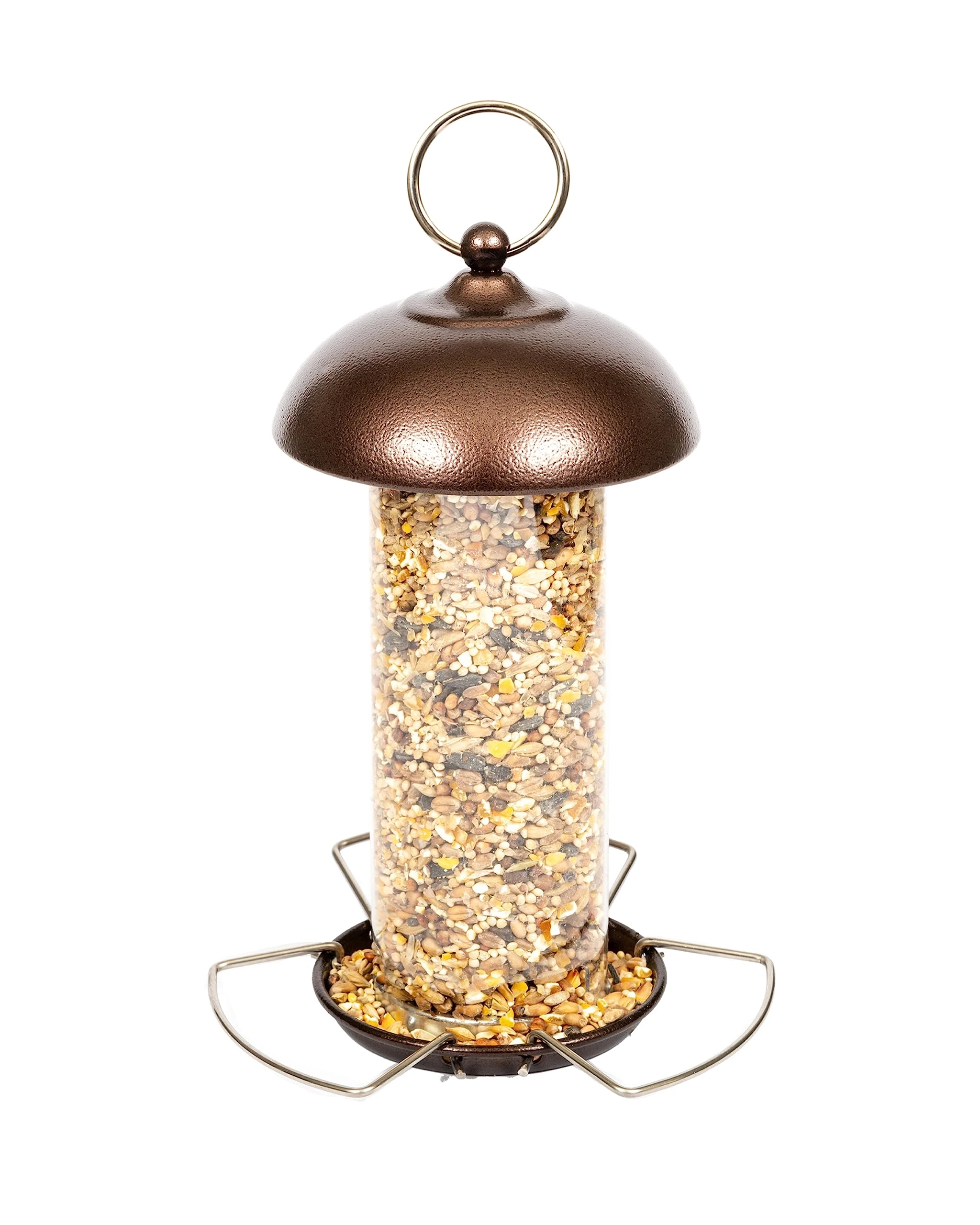 iBorn Metal Bird Feeders for Small Birds - Mix Seed Bird Feeders Hanging, Easy-Clean & Refill Design, Garden Bird Feeder, Copper (1 Pack)