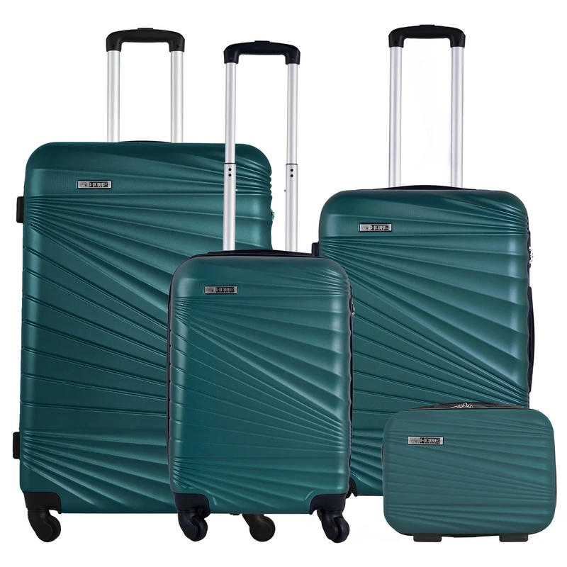 Well Home MOBILIARIO & DECORACIÓN Set of 4 Hard Cabin Suitcases 22", Medium Suitcase 26", Large Suitcase 30" and Bag 9", Green, 26 pulgadas, Rigid Suitcase Games