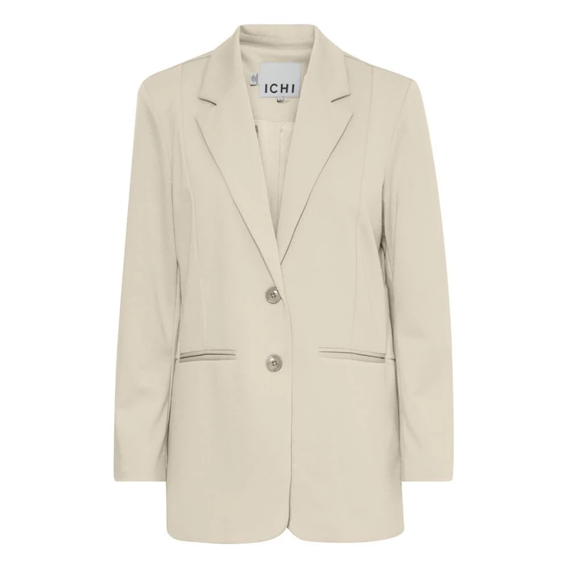ICHI IHKATE SUS Oversize BL Women's Blazer Long Blazer Jacket Long Blazer with Buttons Stretch and Lapel Collar, 151308/Doeskin, L - Image 1