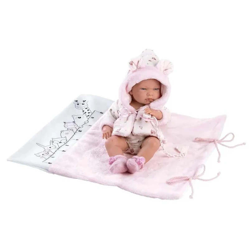 Llorens 1073898 Nica Doll with Blue Eyes and Firm Body, Bath Doll Including Pink Outfit, Dummy and Soft Blanket, 40 cm