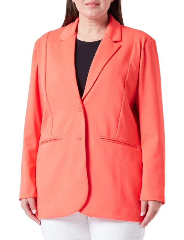ICHI Women's Ihkate Sus Oversize Bl Business Casual Blazer, 171656/Hot Coral, 18