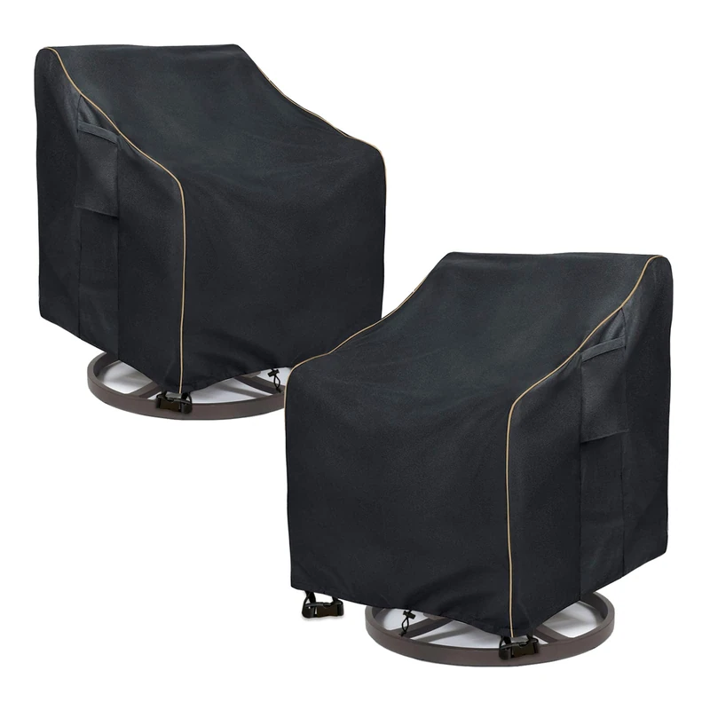 LSongSKY 2 Pack Outdoor Swivel Lounge Chair Covers - Black