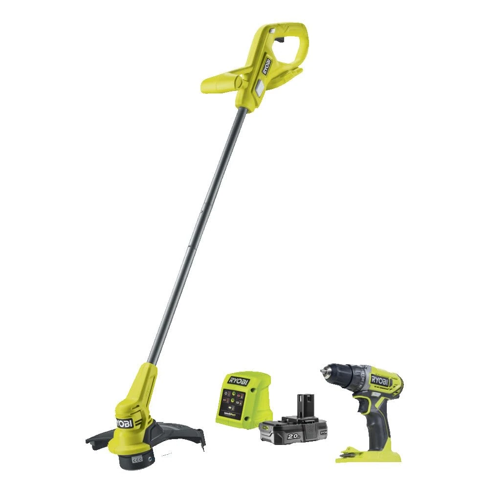 Ryobi - RY18LT23ADD2-120 Duo Edge/Edger Cutter 23 cm & Compact Drill Driver 18 Volts One+ - Comes with a 2Ah Battery and Charger