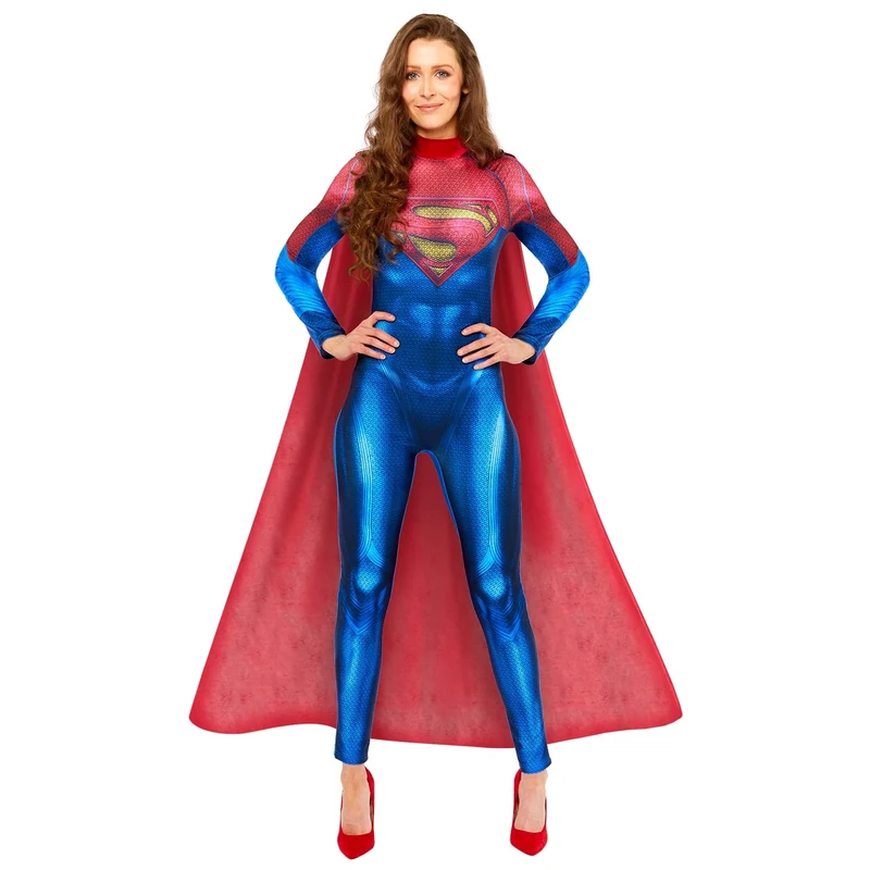 amscan 9915765 - Women's Official DC Comics Supergirl Jumpsuit Adults Fancy Dress Costume Size: 12-14, Blue