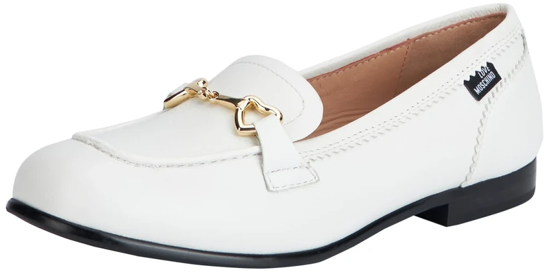 Love Moschino Women's ja10091g1i Driving Style Loafer, White, 6.5 UK