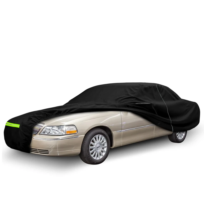 Waterproof Car Cover Replace for 1998-2011 Lincoln Town Car, Old Classic Car Covers with Zipper Door for Snow Rain Sun Dust Protection(L FN145 Executive,Signature Limited,Design,Ultimate Signature L)