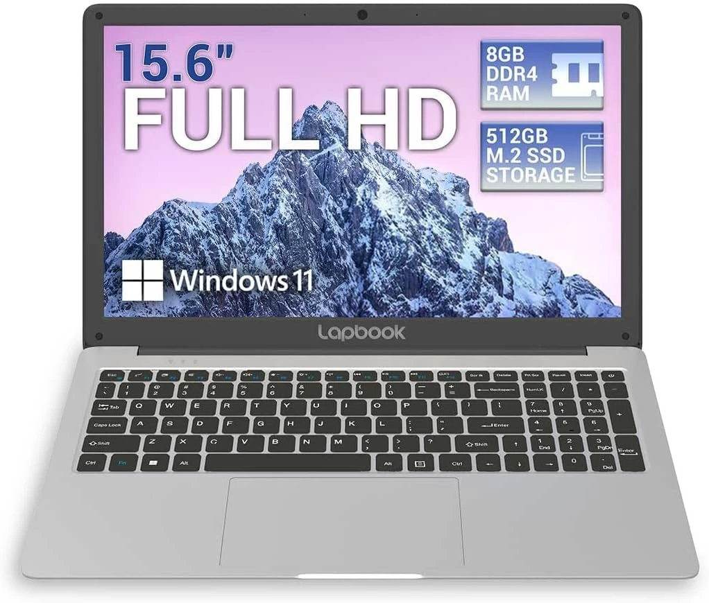 15.6" Full HD Laptop - 8GB RAM 512GB SSD Windows 11 Home, AC WIFI, RJ45, Integrated Webcam - S15 N2 15 Inch Lightweight Laptop