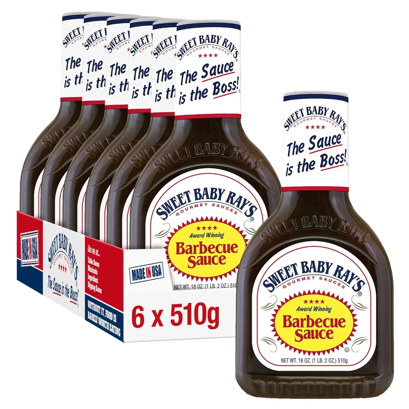 Sweet Baby Rays Original BBQ Sauce, Pack of 6 x18oz bottles, Sweet and Tangy Barbeque sauce, Perfect for Burgers, Ribs and Chicken – 510g Bottle
