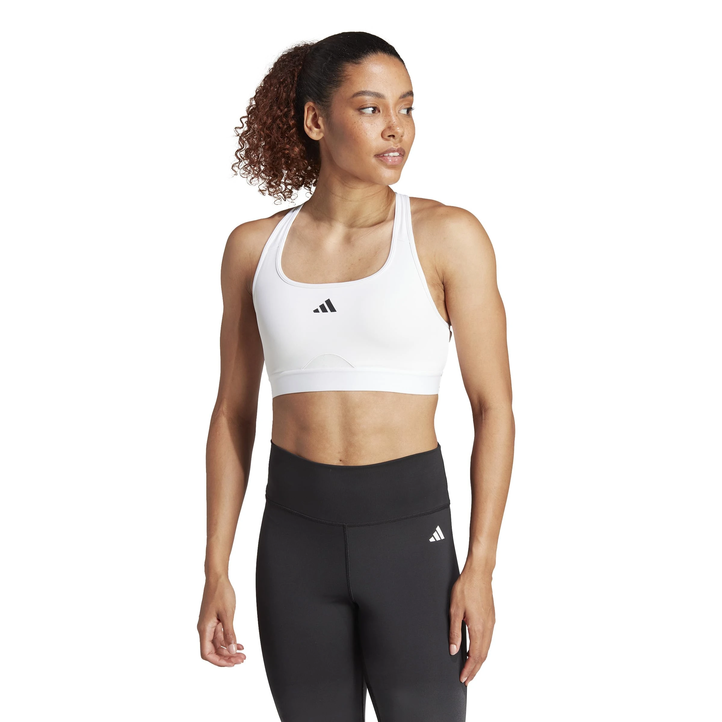 adidas Women Powerreact Training Medium Support Bra Sports Bra, XSCD White/Black