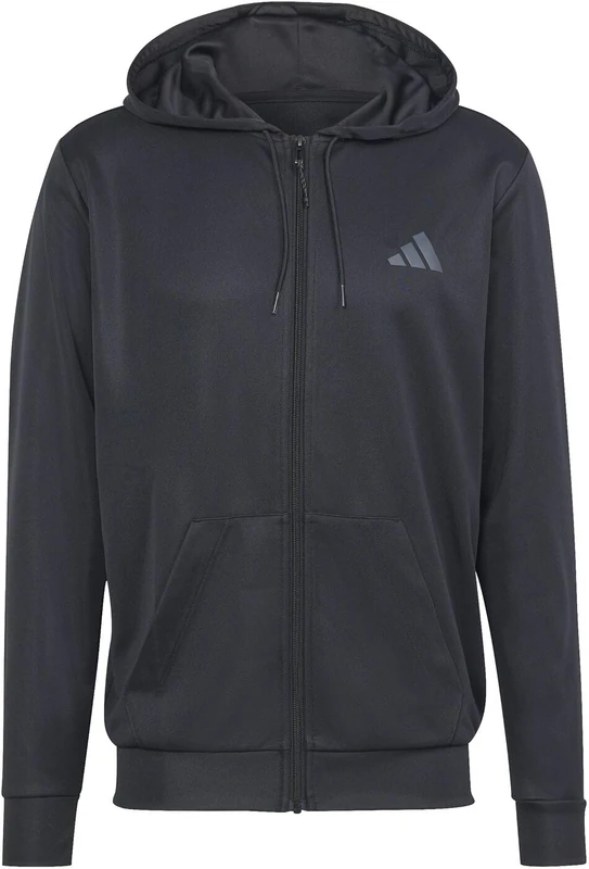 adidas Men's Train Essentials Seasonal Full-Zip Hoodie, black, M