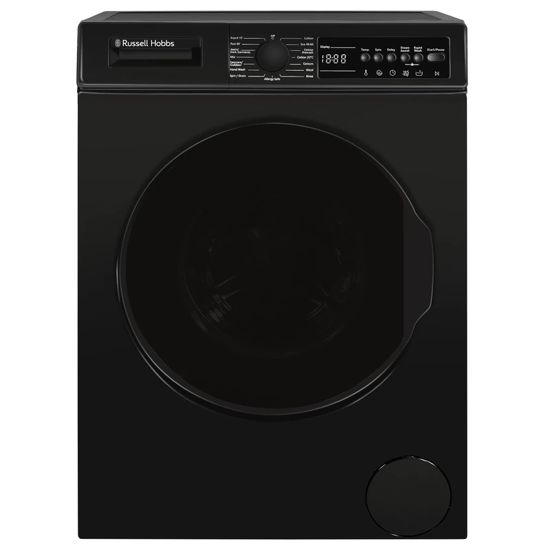 Russell Hobbs Freestanding Washing Machine, 9kg Capacity, 1400 rpm, 15 Programmes, Eco Technology, Rapid Wash Cycles, Black, RH914W116B