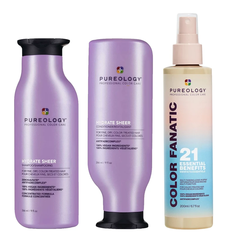 Pureology Hydrate Sheer Shampoo, Conditioner & Color Fanatic Multi-Tasking Leave-In Spray