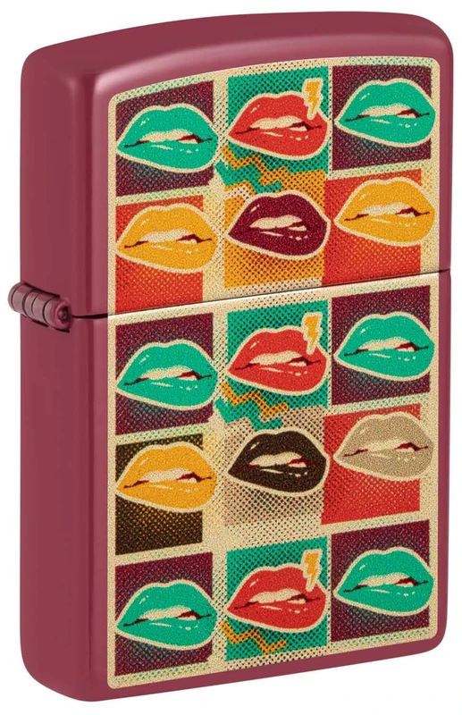 Zippo Windproof Lighter - Pop Art Biting Lip Design - Colour Image - Refillable - Reusable - Windproof Design - Gift Box - Made in USA