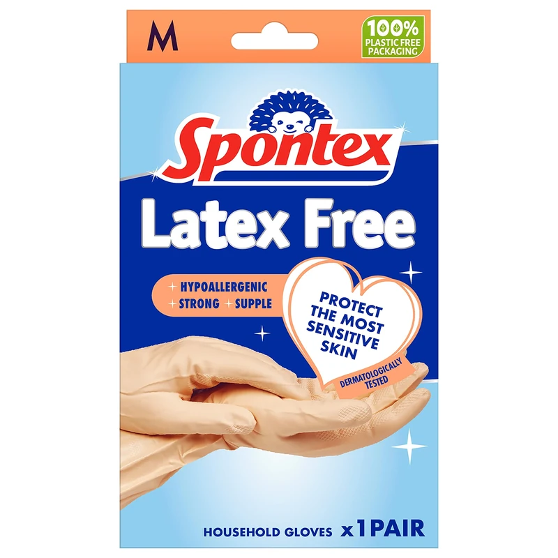 Spontex Latex Free Gloves | Medium | Hypoallergenic for Sensitive Skin | 1 Pair