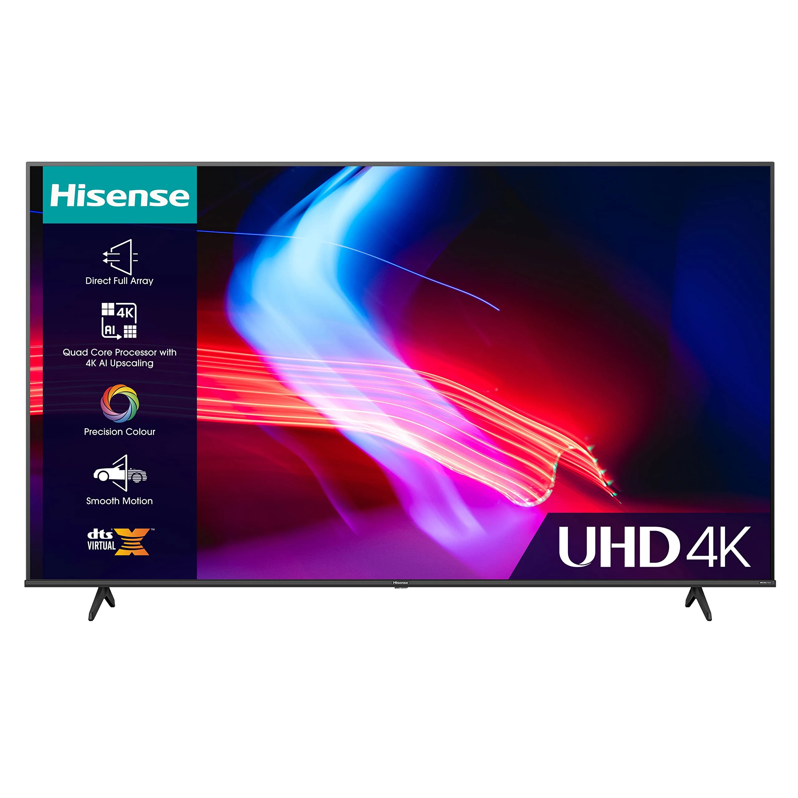 Hisense 58 Inch VIDAA Smart TV 58A6KTUK - Dolby Vision, Pixel Tuning, Voice Remote, Share to TV, and Youtube, Freeview Play, Netflix and Disney (2023 Model), Black