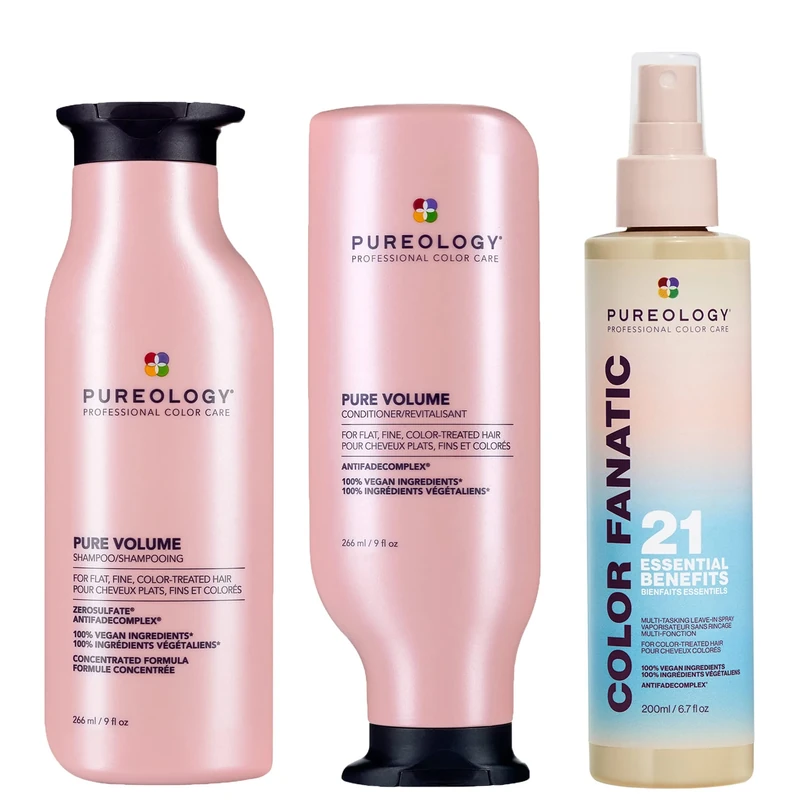 Pureology Pure Volume Shampoo, Conditioner & Color Fanatic Multi-Tasking Leave-In Spray
