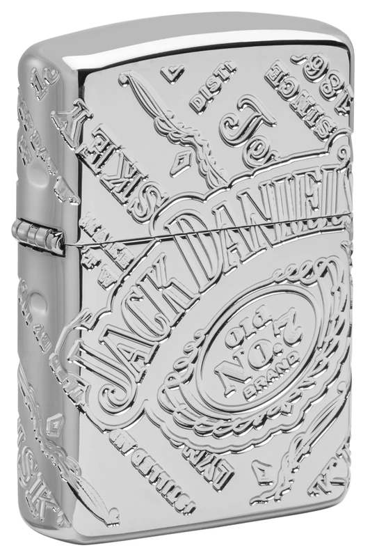 Zippo Windproof Lighter, Jack Daniel’s Design – High Polished Chrome, MultiCut – Refillable, Reusable, Windproof Design – Comes in Gift Box – Made in USA