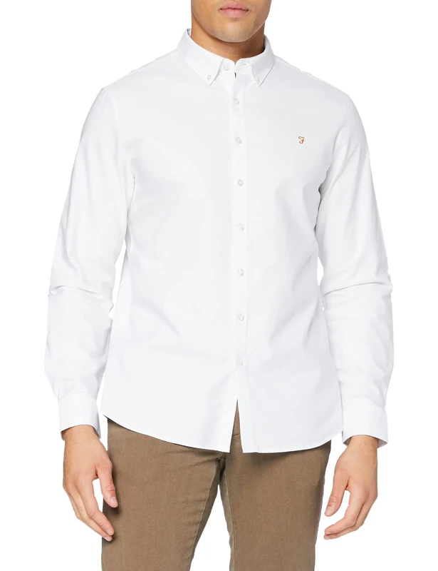 Farah Mens Long Sleeve Shirt White XXS