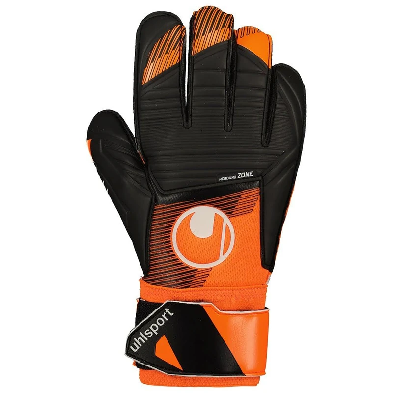 uhlsport Soft Resist+ Football Goalkeeper Gloves – Gloves for Goalkeepers – Especially for Artificial Grass and Hard Floors, 8.5, Fluo Orange/Black/White