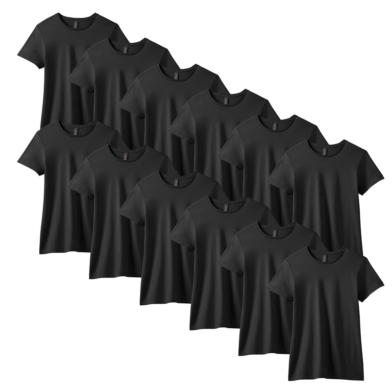 Gildan Women's Softstyle Cotton t-Shirt, Style G64000L, Multipack, Black (12-Pack), Large (Pack of 12) - Image 1